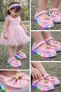 BABYWALKX Girls Velcro LED Shoes