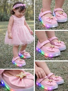 BABYWALKX Girls Velcro LED Shoes