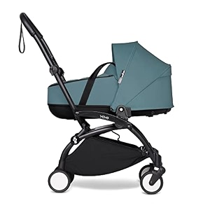 babyzen yoyo black frame  aqua bassinet - includes thick double mattress ventilated shell amp canopy