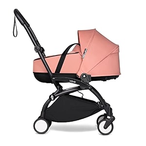 babyzen yoyo black frame  ginger bassinet - includes thick double mattress ventilated shell amp canopy