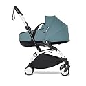 BABYZEN YOYO² White Frame + Aqua Bassinet - Includes Thick Double Mattress, Ventilated Shell &amp; Canopy