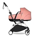 BABYZEN YOYO2 White Frame + Ginger Bassinet - Includes Thick Double Mattress, Ventilated Shell &amp; Canopy