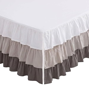 bacati 3 layer ruffled cribtoddler bed skirt whitegreysteel 1334