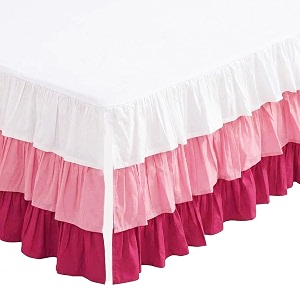 bacati 3 layer ruffled cribtoddler bed skirt whitepinkfuschia 1334