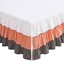 Bacati 3 Layer Ruffled Crib/Toddler Bed Skirt, White/Coral/Grey, 13"
