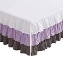 Bacati 3 Layer Ruffled Crib/Toddler Bed Skirt, White/Lilac/Grey, 13"