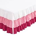 Bacati 3 Layer Ruffled Crib/Toddler Bed Skirt, White/Pink/Fuschia, 13"
