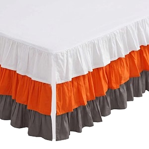 bacati - mix n match dots 3 layer ruffled crib skirt whiteorangegrey