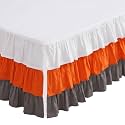 Bacati - Mix N Match Dots 3 Layer Ruffled Crib Skirt (White/Orange/Grey)