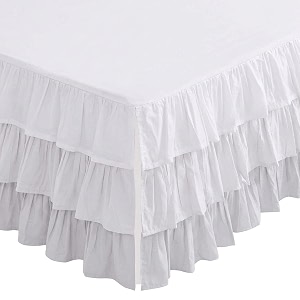 bacati - mix n match solid 3 layer ruffled crib skirt all white