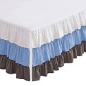 Bacati - Mix N Match Solid 3 Layer Ruffled Crib Skirt (White/Blue/Grey)