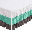 Bacati - Mix N Match Solid 3 Layer Ruffled Crib Skirt (White/Mint/Grey)