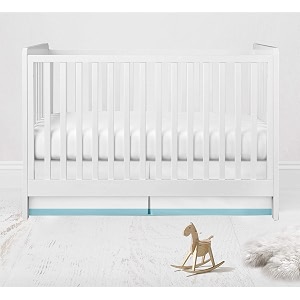 bacati - mix n match white with band at bottom crib skirt whiteaqua