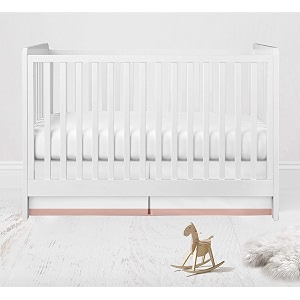 bacati - mix n match white with band at bottom crib skirt whitecoral