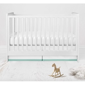 bacati - mix n match white with band at bottom crib skirt whitemint