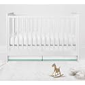 Bacati - Mix N Match White with Band at Bottom Crib Skirt (White/Mint)