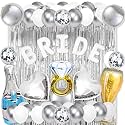 Bachelorette Party Decorations Kit Bridal Shower Balloons Arch Kit Silver Foil Fringe Backdrop Curtains for Retro Boogie Disco Bachelorette Party Decorations (Silver)
