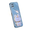 Back Cover for Samsung Galaxy A22 4G with Cute 3D Cartoon Shaped Mirror Folding Mobile Stand Holder |360 Degree Protection Anti-Slip with Drop Protection| Pack of 1 (Blue)