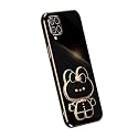 Back Cover for Samsung Galaxy A22 4G with Cute 3D Cartoon Shaped Mirror Folding Mobile Stand Holder |360 Degree Protection Anti-Slip with Drop Protection| Pack of 1 (Black)