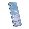 Back Cover for Samsung Galaxy A30 with Cute 3D Cartoon Shaped Mirror Folding Mobile Stand Holder |360 Degree Protection Anti-Slip with Drop Protection| Pack of 1 (Blue)