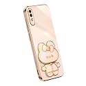 Back Cover for Samsung Galaxy A30 with Cute 3D Cartoon Shaped Mirror Folding Mobile Stand Holder |360 Degree Protection Anti-Slip with Drop Protection| Pack of 1 (Pink)