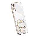 Back Cover for Samsung Galaxy A30 with Cute 3D Cartoon Shaped Mirror Folding Mobile Stand Holder |360 Degree Protection Anti-Slip with Drop Protection| Pack of 1 (White)
