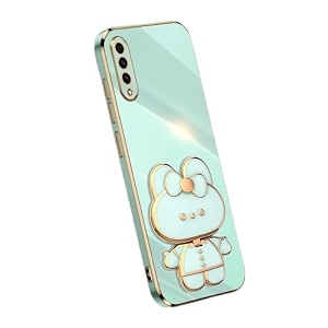 back cover for samsung galaxy a50 with cute 3d cartoon shaped mirror folding mobile stand holder 360 degree protection anti-slip with drop protection pack of 1 mint