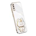 Back Cover for Samsung Galaxy A50 with Cute 3D Cartoon Shaped Mirror Folding Mobile Stand Holder |360 Degree Protection Anti-Slip with Drop Protection| Pack of 1 (White)