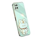 Back Cover for Samsung Galaxy F12 with Cute 3D Cartoon Shaped Mirror Folding Mobile Stand Holder |360 Degree Protection Anti-Slip with Drop Protection| Pack of 1 (Mint)