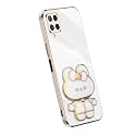 Back Cover for Samsung Galaxy F62 with Cute 3D Cartoon Shaped Mirror Folding Mobile Stand Holder |360 Degree Protection Anti-Slip with Drop Protection| Pack of 1 (White)