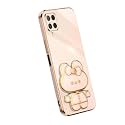 Back Cover for Samsung Galaxy M12 with Cute 3D Cartoon Shaped Mirror Folding Mobile Stand Holder |360 Degree Protection Anti-Slip with Drop Protection| Pack of 1 (Pink)