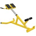 Back Extension Machine, Roman Chair, Height-Adjustable Extension Bench with Parallel Bars, Multifunctional, Suitable for Back, Core, Arms and Full Body Training, Yellow