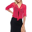 Back From Bali Womens Sheer Shrug Ruffle Cardigan Lightweight Knit Bolero