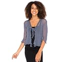 Back From Bali Womens Sheer Shrug Ruffle Cardigan Lightweight Knit Bolero