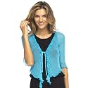 Back From Bali Womens Sheer Shrug Ruffle Cardigan Lightweight Knit Bolero