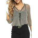 Back From Bali Womens Sheer Shrug Ruffle Cardigan Lightweight Knit Bolero