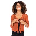 Back From Bali Womens Sheer Shrug Ruffle Cardigan Lightweight Knit Bolero