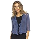 Back From Bali Womens Sheer Shrug Ruffle Cardigan Lightweight Knit Bolero