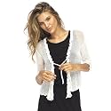 Back From Bali Womens Sheer Shrug Ruffle Cardigan Lightweight Knit Bolero