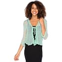 Back From Bali Womens Sheer Shrug Ruffle Cardigan Lightweight Knit Bolero
