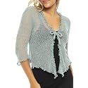 Back From Bali Womens Sheer Shrug Ruffle Cardigan Lightweight Knit Bolero