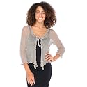 Back From Bali Womens Sheer Shrug Ruffle Cardigan Lightweight Knit Bolero