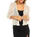 Back From Bali Womens Sheer Shrug Ruffle Cardigan Lightweight Knit Bolero