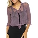 Back From Bali Womens Sheer Shrug Ruffle Cardigan Lightweight Knit Bolero