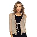 Back From Bali Womens Sheer Shrug Ruffle Cardigan Lightweight Knit Bolero