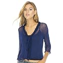 Back From Bali Womens Sheer Shrug Ruffle Cardigan Lightweight Knit Bolero