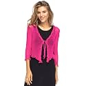 Back From Bali Womens Sheer Shrug Ruffle Cardigan Lightweight Knit Bolero