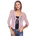 Back From Bali Womens Sheer Shrug Ruffle Cardigan Lightweight Knit Bolero
