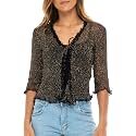 Back From Bali Womens Sheer Shrug Ruffle Cardigan Lightweight Knit Bolero
