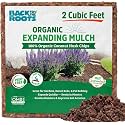 Back to the Roots 100% Organic Mulch, 58 Quart (2 Cubic ft), Expanding Coconut Husk Block for Gardening